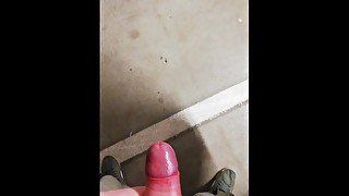 Cumming in a busy parking garage