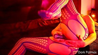 Hot neon girl enjoy self fuck in two tight holes