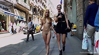 Totally naked whore Mona Wales strolls along the city before being fucked hard