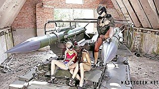 Threesome Sexy Heroes Party On The Tank With Orgasm