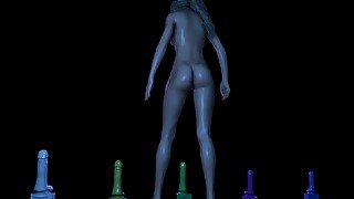 A girl testing dildos: 3D porn