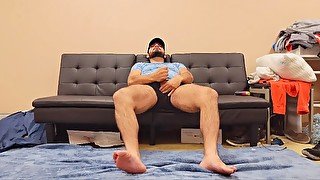 Straight Sexy Beefy Latino Bear Quick Orgasm Before Going Back To Work