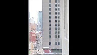 Hotel sex in public window with people watching across street suck and fuck downtown chicago