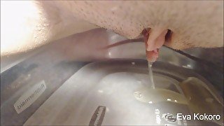 Close up wet pussy piss