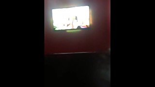 Sexy Latino jerking off while a group of me watch in adult theater