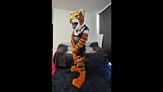 Tiger Mascot - Teasing then Wank