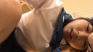 Hot schoolgirl shows her bawdy cleft and sucks on a toy