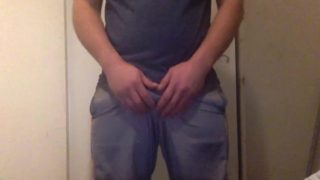 Small uncut cock jerk off tease in shorts