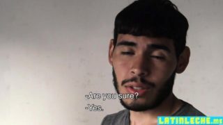 Latino sucks four dicks one by one and bareback fucked