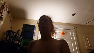 Tiny Wite Wife Fucks Husband. Had To Be Quiet Roommates On Other Side Of Door