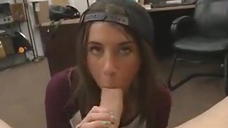 Brunette Angel Sucking Dick In Back Of Pawn Shop