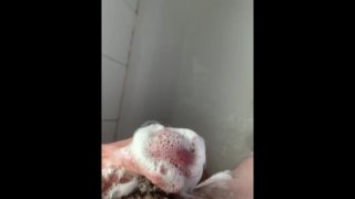 Solo male shower wanking