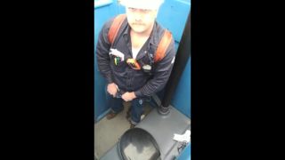 Worker Bear Jerks Off & Cum in Porty Potty at Work