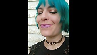 Small penis humiliation with laughing, smoking blue haired milf