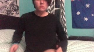 ftm stuffs himself raw with fav dildo