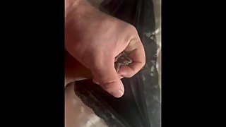 STAIN BLACK PANTY CUM