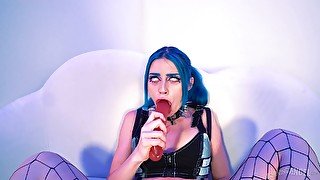 Blue haired Jewelz Blu spreads her legs to be fucked deep. HD