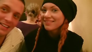 Cute Pigtailed Redhead Is Fucked In A Public Bathroom