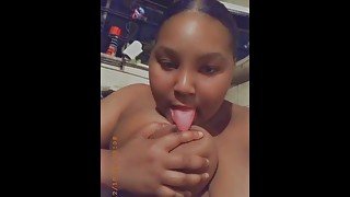 CaramelCookieee Licks Her Nipples After Work!