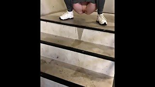 on my birthday i'm so naughty and piss in the public stairwell