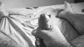 Black & white cumshot solo handjob