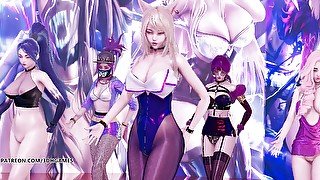 Dalshabet - Joker Ahri Akali Kaisa Evelynn Seraphine striptease kda sexy kpop dance 4 k league of legends