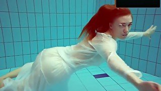 Redhead Diana Hot And Horny In A White Dress