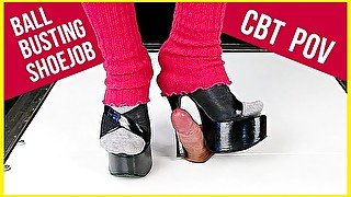 High heels, gaiters and Cockcrush ballbusting CBT POV  Era