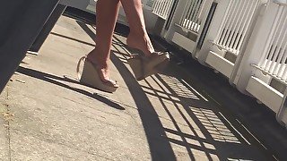 Graceful Milf Secretly Filmed By Horny Voyeur Dangling Her Shoes