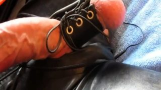 Huge hands free cum shot in catsuit (electro stimulation)