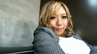 Blonde Japanese secretary rides her very lucky boss