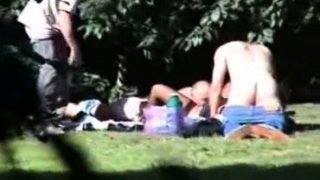 Wild swingers indulge in torrid group sex in the outdoors