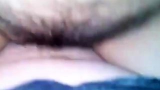 Hot chubby with hairy pussy mounts crossdresser