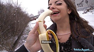 She gets to taste a cock in her mouth in public