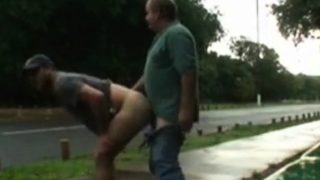 daddy and guy fucking outdoor near road