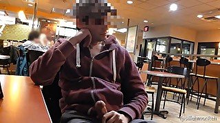 Masturbating and cumming at a burger joint