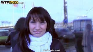 Beauteous dusky Russian teenage girl is sucking cock hard outside