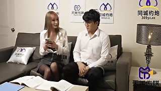 Hot Blonde Asian Teacher With Hot Pantyhose Cheating With Her Student