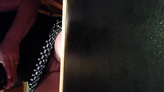 Upskirt no panties at the bar