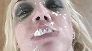 Blonde slut gets facial