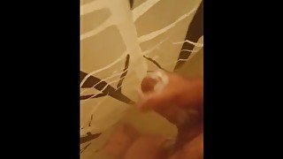 Stroking dick in shower