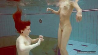 2 super-hot nymphs love swimming pool bare