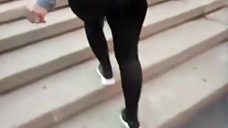 Wife see through spandex and see through panties in public walking