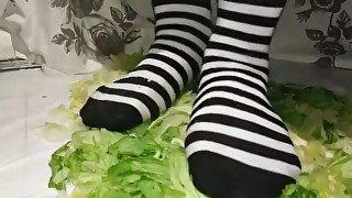 Striped socks crush lettuce