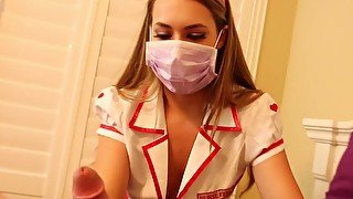 Nurse Kimber Lee Gives Handjob in her Purple Latex Gloves!