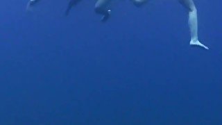 3 Hot Girls swim and have fun in the sea