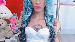 Hot Inked Shemale Masturbation