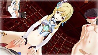 Genshin Impact - Futa Lumine and Futa Beidou fuck you as Aether  Male taker POV