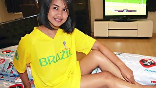 World Cup jersey Thai teen 18+ amateur homemade blowjob and cowgirl fucking