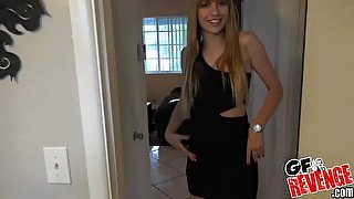 Petite girlfriend enjoys revenge sex